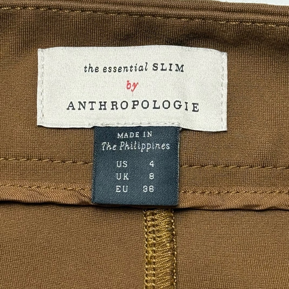 Anthropologie The Essential Slim Ponte Knit Ankle Zip Skinny Pants Size 4 Brown - Picture 13 of 16